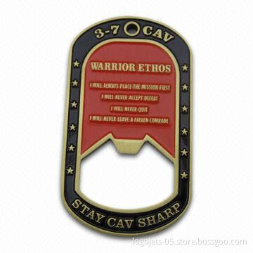 Bottle Opener, Made of Nickel-plated Iron Base, with Aluminum Printed Logo on Top